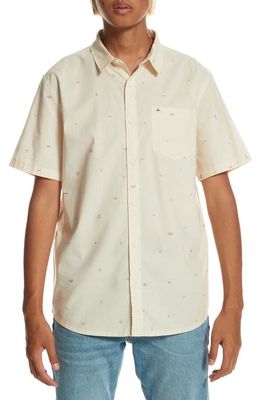 Quiksilver Men's Spaced Out Short Sleeve Cotton Button-Up Shirt in Birch