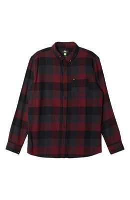 Quiksilver Motherfly Buffalo Check Button-Up Organic Cotton Flannel Shirt in Red/Black