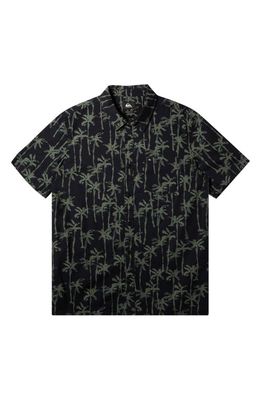 Quiksilver Painted Palms Regular Fit Short Sleeve Button-Up Shirt in Laurel Wreath