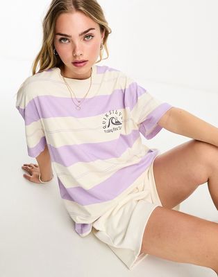 Quiksilver striped t-shirt in purple