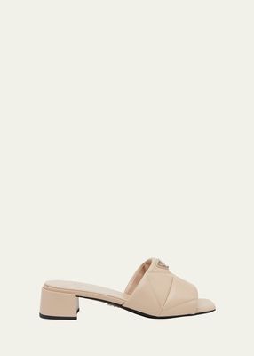 Quilted Leather Slide Sandals