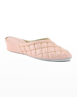 Quilted Leather Studded Slippers