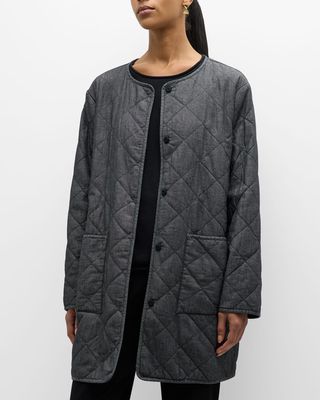 Quilted Snap-Front Organic Cotton Coat