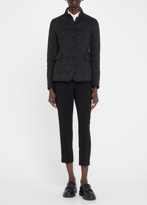 Quilted Stand-Up Collar Fitted Jacket