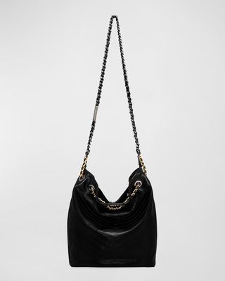 Quilted Two-Tone Chain Bucket Bag