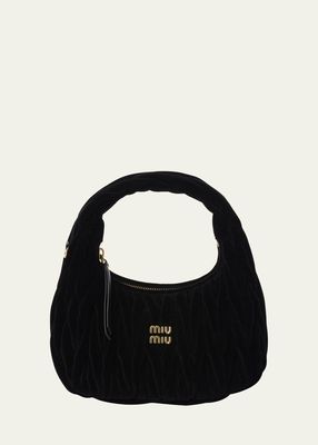 Quilted Velvet Top-Handle Bag
