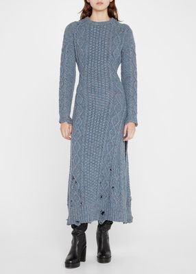 Quincy Distressed Wool Midi Dress