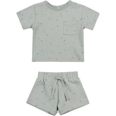 QUINCY MAE Boxy Organic Cotton Pocket T-Shirt & Drawstring Shorts Set in Sky Constellations 