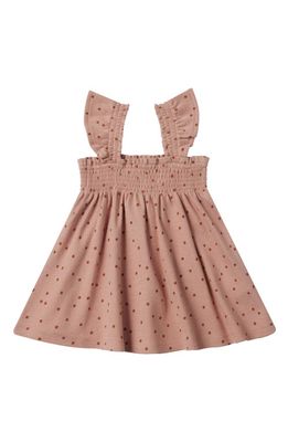 QUINCY MAE Dot Smocked Organic Cotton Dress & Bloomers in Rose Polka Dot 