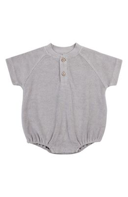 QUINCY MAE Organic Cotton Blend Terry Cloth Henley Bodysuit in Periwinkle