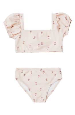 QUINCY MAE Puff Sleeve Two-Piece Swimsuit in Antique