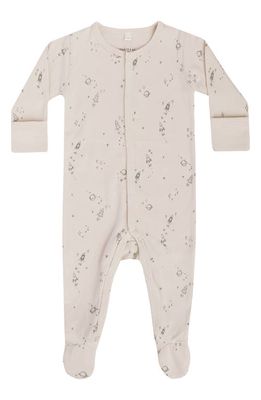 QUINCY MAE Space Organic Cotton Snap Footie in Natural