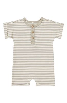 QUINCY MAE Stripe Short Sleeve Knit Romper in Ash-Stripe