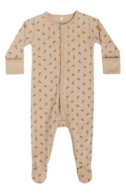 QUINCY MAE Tulip Organic Cotton Snap Footie in Apricot