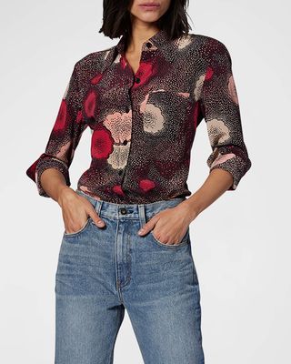 Quinne Dotted Button-Down Silk Shirt