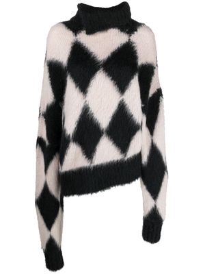 QUIRA argyle intarsia-knit oversized jumper - Black