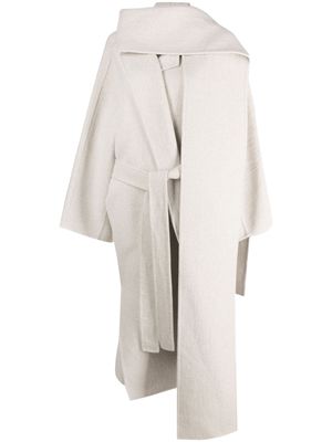 QUIRA attached-scarf belted maxi coat - Neutrals