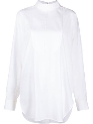 QUIRA bib-detailed long-sleeved shirt - White