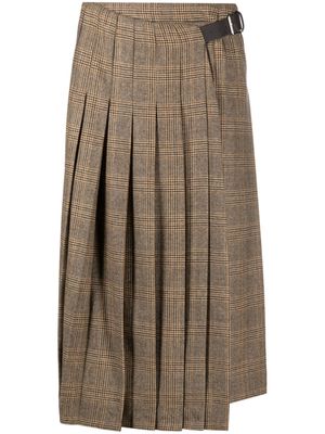 QUIRA check-pattern pleated skirt - Brown
