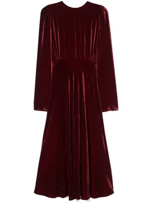 QUIRA contrasting-panel velvet gown - Red