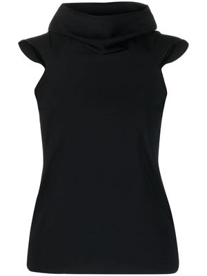 QUIRA cowl-neck short-sleeve knitted top - Black