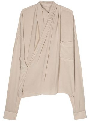 QUIRA crepe silk shawl blouse - Neutrals