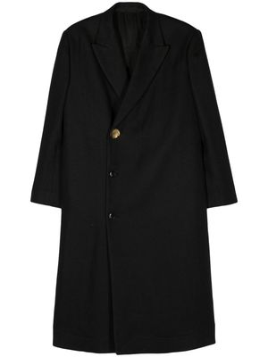 QUIRA double-breasted textured coat - Black