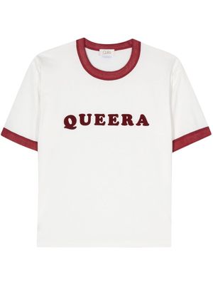 QUIRA flocked-logo cotton T-shirt - White