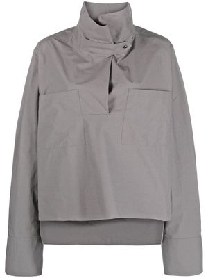 QUIRA high-neck cotton blouse - Grey