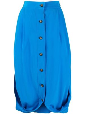 QUIRA high-waisted buttoned silk skirt - Blue