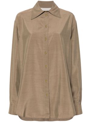 QUIRA pointed-collar buttoned shirt - Brown