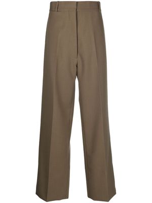 QUIRA pressed-crease wool tailored trousers - Brown