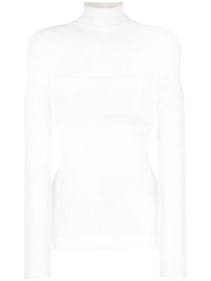 QUIRA semi-sheer ribbed-knit top - White