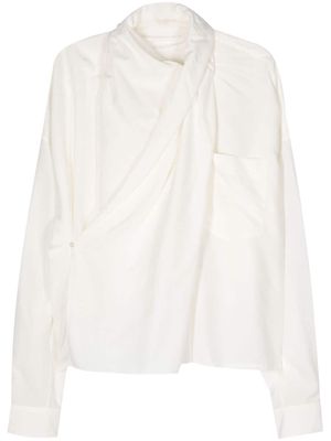 QUIRA textured shawl blouse - White