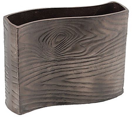 R. Nest 10" Wood-Inspired Rectangular Aluminum Vase