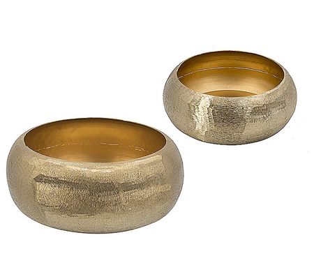R. Nest Set of 2 Golden Metal Accent Bowls