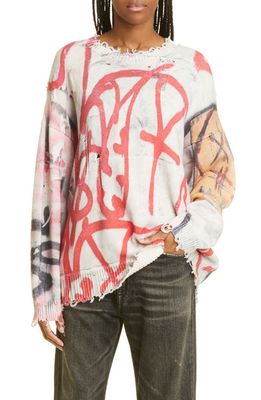 R13 Abstract Print Oversize Cotton Sweater