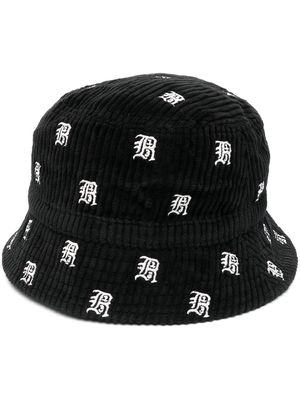 R13 all-over embroidered-logo bucket hat - Black