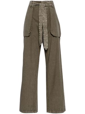 R13 belted cotton cargo trousers - Green
