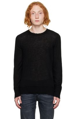 R13 Black Distressed Edge Sweater