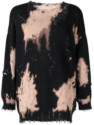 R13 bleached safety-pin jumper - Brown