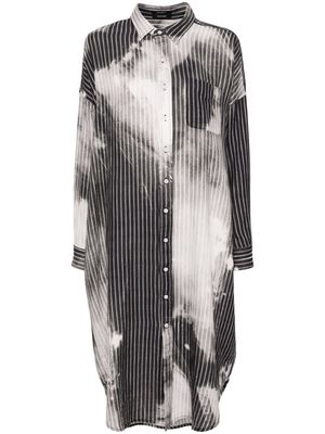 R13 bleached striped midi shirtdress - Black