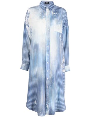 R13 bleached striped shirt dress - Blue