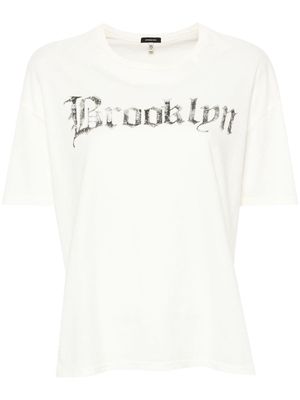 R13 Brooklyn-print cotton T-shirt - Neutrals