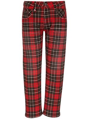 R13 check-pattern cotton-blend tapered trousers
