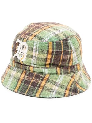 R13 check-print bucket hat - Green