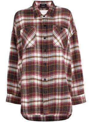 R13 checked drop-shoulder shirt - Red