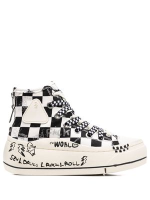 R13 checked high-top sneakers - Neutrals