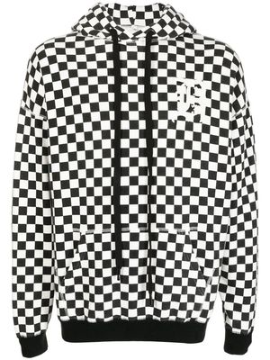 R13 checkerboard-print cotton hoodie - Black