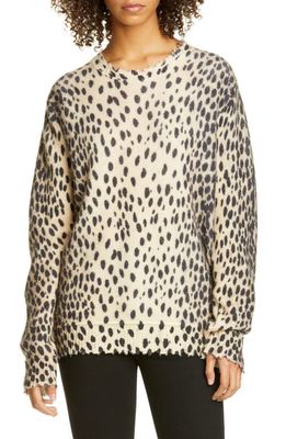 R13 Cheetah Print Distressed Cashmere Sweater